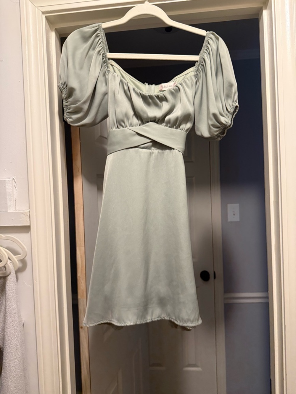 Altar'd State Sage Puff-Sleeve Mini Dress